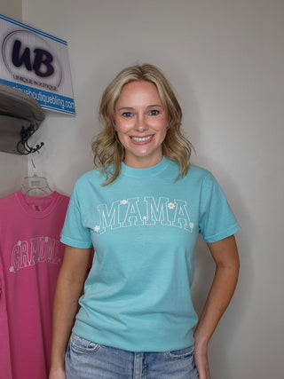 Mama Daisy Accents Mint Dyed Tee