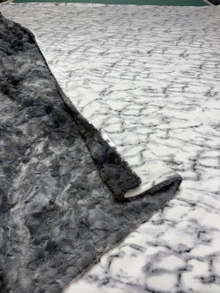 White & Grey Marble Minky Blanket *Many backing Options *Ready To Ship