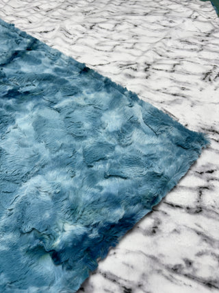 White & Grey Marble Minky Blanket w/Choice of MinkyBacking & Size