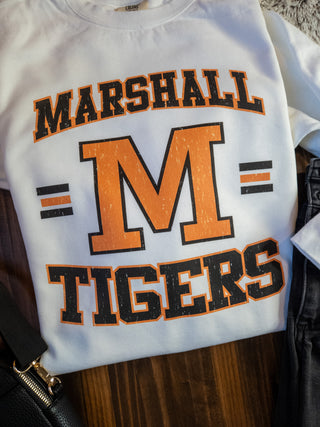 Marshall Tigers Dyed White Crewneck Sweatshirt