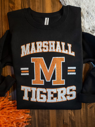 Marshall Tigers Black Classic Crewneck Sweatshirt