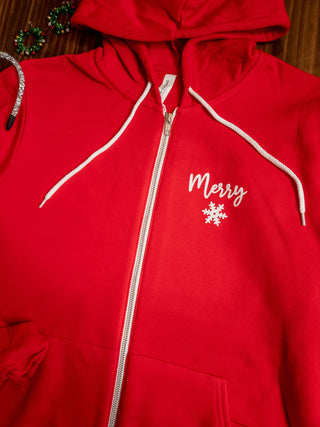 Merry Red Fleece Zip Up