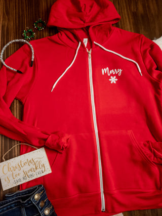 Merry Red Fleece Zip Up