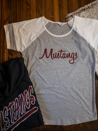 Mustangs Rhinestone Colorblock Jersey Tee