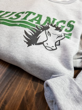 Mustangs Casual Fleece Crewneck Sweatshirt - Green Print