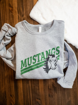 Mustangs Casual Fleece Crewneck Sweatshirt - Green Print