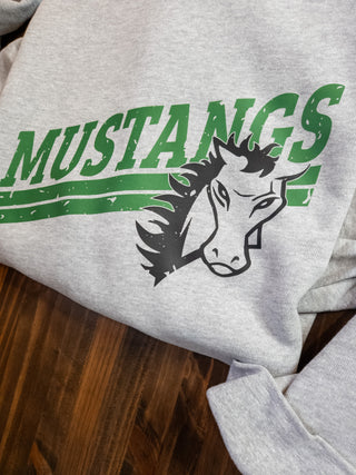 Mustangs Casual Fleece Crewneck Sweatshirt - Green Print