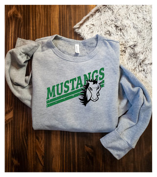 Mustangs Casual Fleece Crewneck Sweatshirt - Green Print