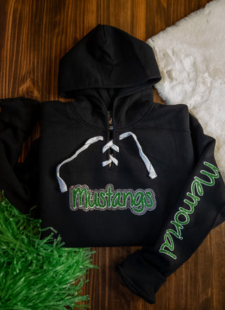 Memorial Mustangs Rhinestone Lace-Up Hoodie