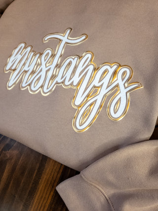 Mustangs Sparkle & Puff Casual Fleece Crewneck Sweatshirt