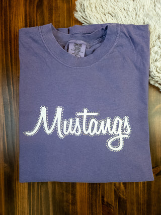 Mustangs Rhinestone Grape Dyed Top