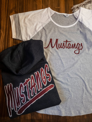 Mustangs Rhinestone Dark Gray Heather Sponge Fleece Zip-Up Hoodie