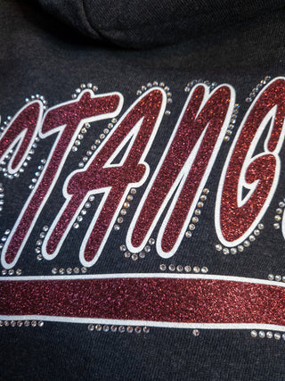 Mustangs Rhinestone Dark Gray Heather Sponge Fleece Zip-Up Hoodie