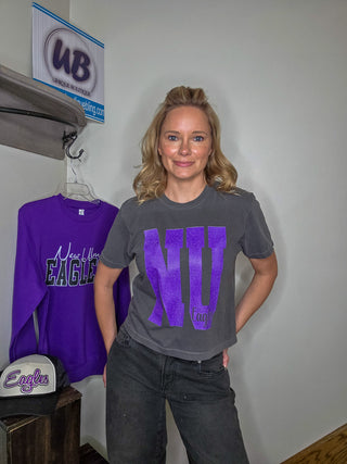 NU Eagles University Mid-Lenth Dyed Pepper Tee