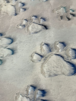 Nautical Blue Prism Paw Print Blanket w/ Teal Paw Print Embossed Minky * Ready To Ship