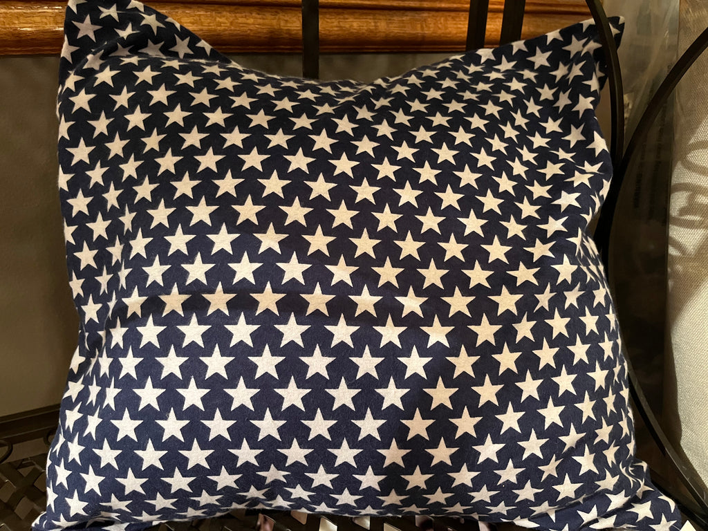 Navy Blue Stars Flannel Pillow Cover 18"