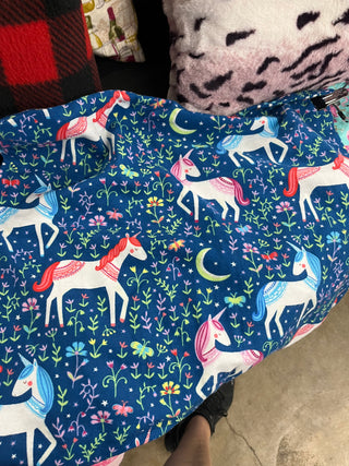 Blue Unicorns Flannel Pillow Cover 18"