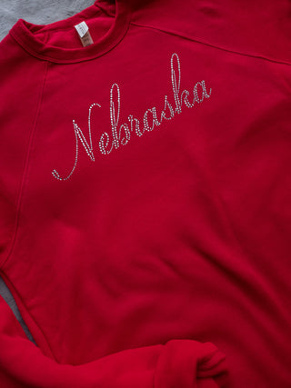 Nebraska Rhinestone Crewneck Sweatshirt