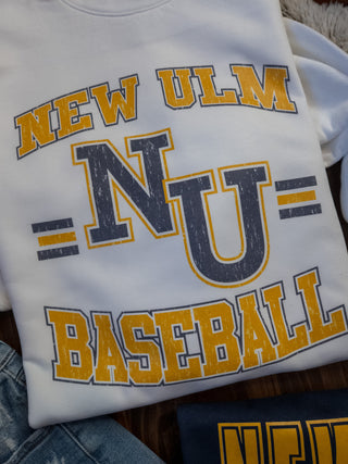 New Ulm Baseball Dyed Fleece White Crewneck Sweatshirt
