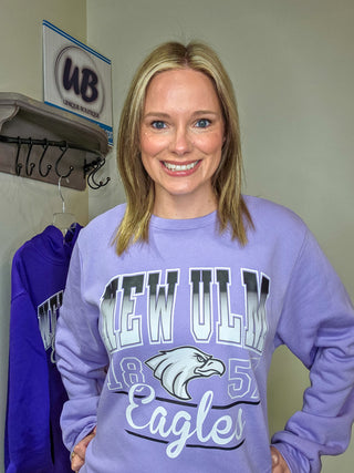 New Ulm Eagles Lavendar Casual Fleece Crewneck Sweatshirt