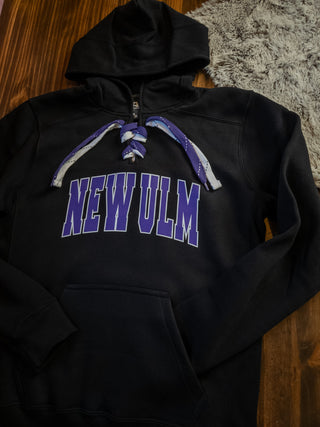 New Ulm Black Lace-Up Hoodie