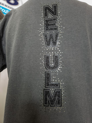 New Ulm Dance Mom Rhinestone Pepper Dyed Tee With Rhinestone Sleeves