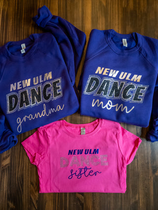 New Ulm Dance Grandma Rhinestone Purple Sponge Fleece Crewneck Sweatshirt