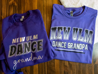 New Ulm Dance Grandma Rhinestone Purple Sponge Fleece Crewneck Sweatshirt