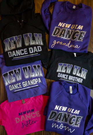 New Ulm Dance Grandma Rhinestone Purple Sponge Fleece Crewneck Sweatshirt
