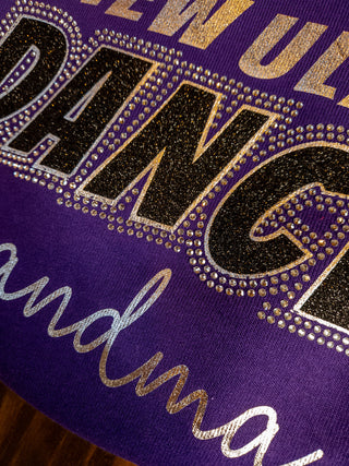 New Ulm Dance Grandma Rhinestone Purple Sponge Fleece Crewneck Sweatshirt