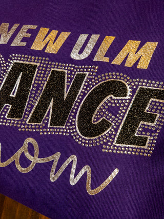 New Ulm Dance Mom Rhinestone Purple Sponge Fleece Crewneck Sweatshirt