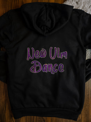 New Ulm Dance Rhinestone Black Sponge Fleece Zip-Up Hoodie