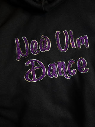 New Ulm Dance Rhinestone Black Sponge Fleece Zip-Up Hoodie