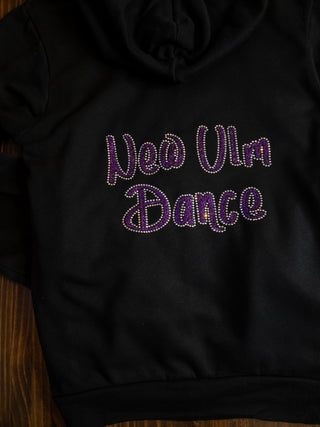 New Ulm Dance Rhinestone Black Sponge Fleece Zip-Up Hoodie