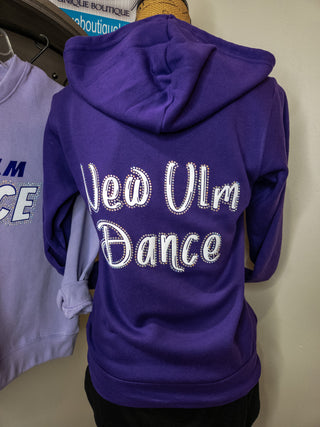 New Ulm Dance Rhinestone Purple Sponge Fleece Zip-Up Hoodie