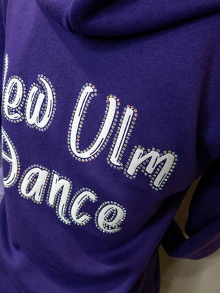New Ulm Dance Rhinestone Purple Sponge Fleece Zip-Up Hoodie