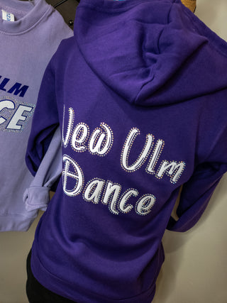 New Ulm Dance Rhinestone Purple Sponge Fleece Zip-Up Hoodie