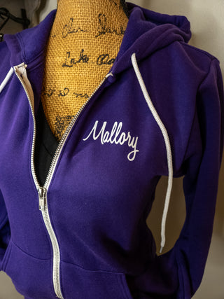 New Ulm Dance Rhinestone Purple Sponge Fleece Zip-Up Hoodie