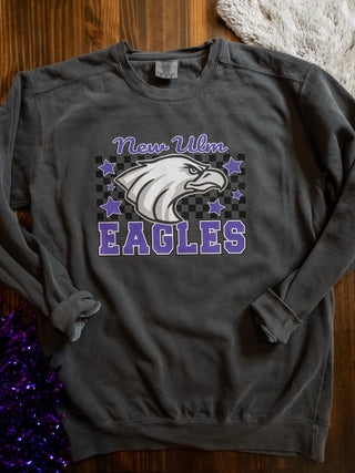 New Ulm Eagles Checkered Dyed Pepper Crewneck Sweatshirt