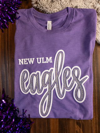 New Ulm Eagles Puff and Sparkle Heather Purple Tee