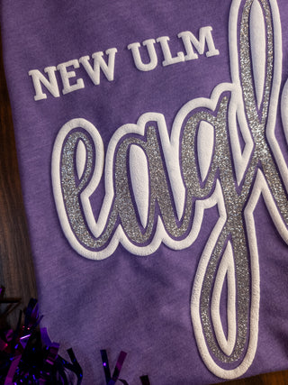 New Ulm Eagles Puff and Sparkle Heather Purple Tee