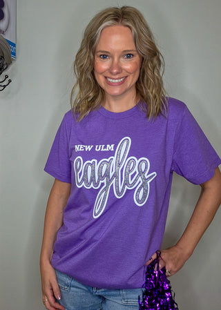 New Ulm Eagles Puff and Sparkle Heather Purple Tee