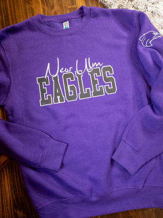 New Ulm Eagles Purple Plush Crewneck Sweatshirt