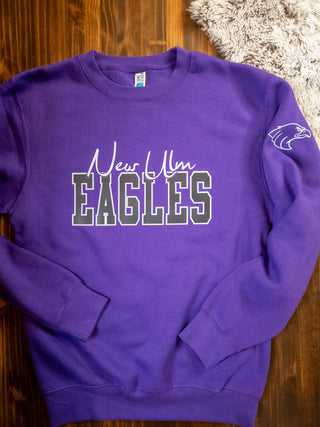 New Ulm Eagles Purple Plush Crewneck Sweatshirt