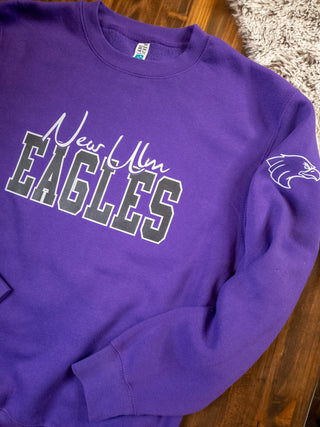 New Ulm Eagles Purple Plush Crewneck Sweatshirt