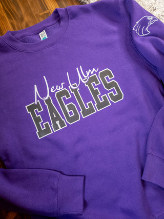 New Ulm Eagles Purple Plush Crewneck Sweatshirt