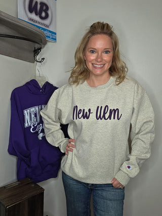 New Ulm Puff Champion Powerblend Oatmeal Crewneck Sweatshirt