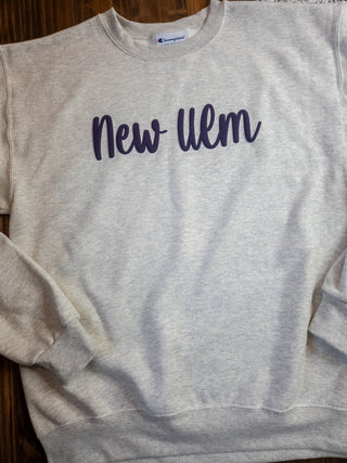 New Ulm Puff Champion Powerblend Oatmeal Crewneck Sweatshirt
