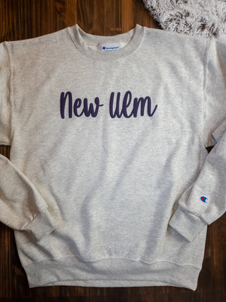 New Ulm Puff Champion Powerblend Oatmeal Crewneck Sweatshirt