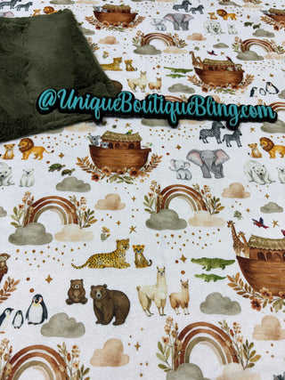 Noah's Ark Minky Blankets *Choose Size & Backing & Embroidery Customization